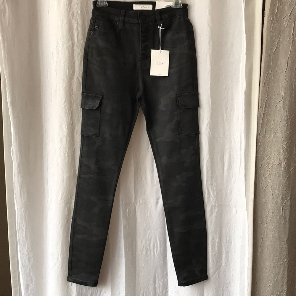 Camo black wash high rise skinny KanCan jean